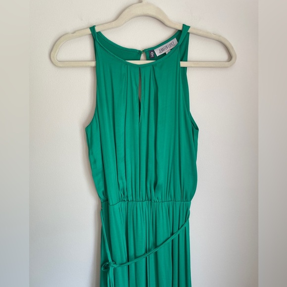 Jennifer Lopez Silky Maxi Dress Keyhole Tie Waist in Kelly Green Size 2 Small - Picture 3 of 8